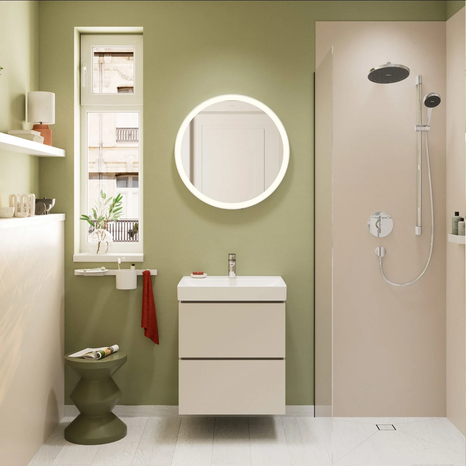 Szafka podumywalkowa Hansgrohe Xilesa E 60 cm z umywalką i jednouchwytową baterią umywalkową Zdjęcie 6