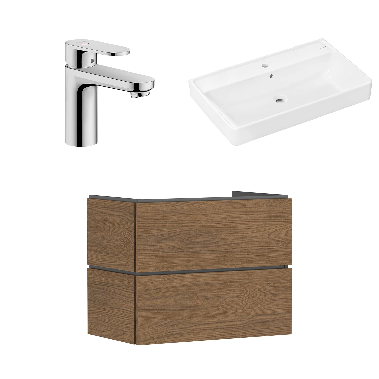 hansgrohe Xilesa E Waschtischunterschrank 80 cm mit Waschtisch und Einhebel-Waschtischarmatur Bild 2
