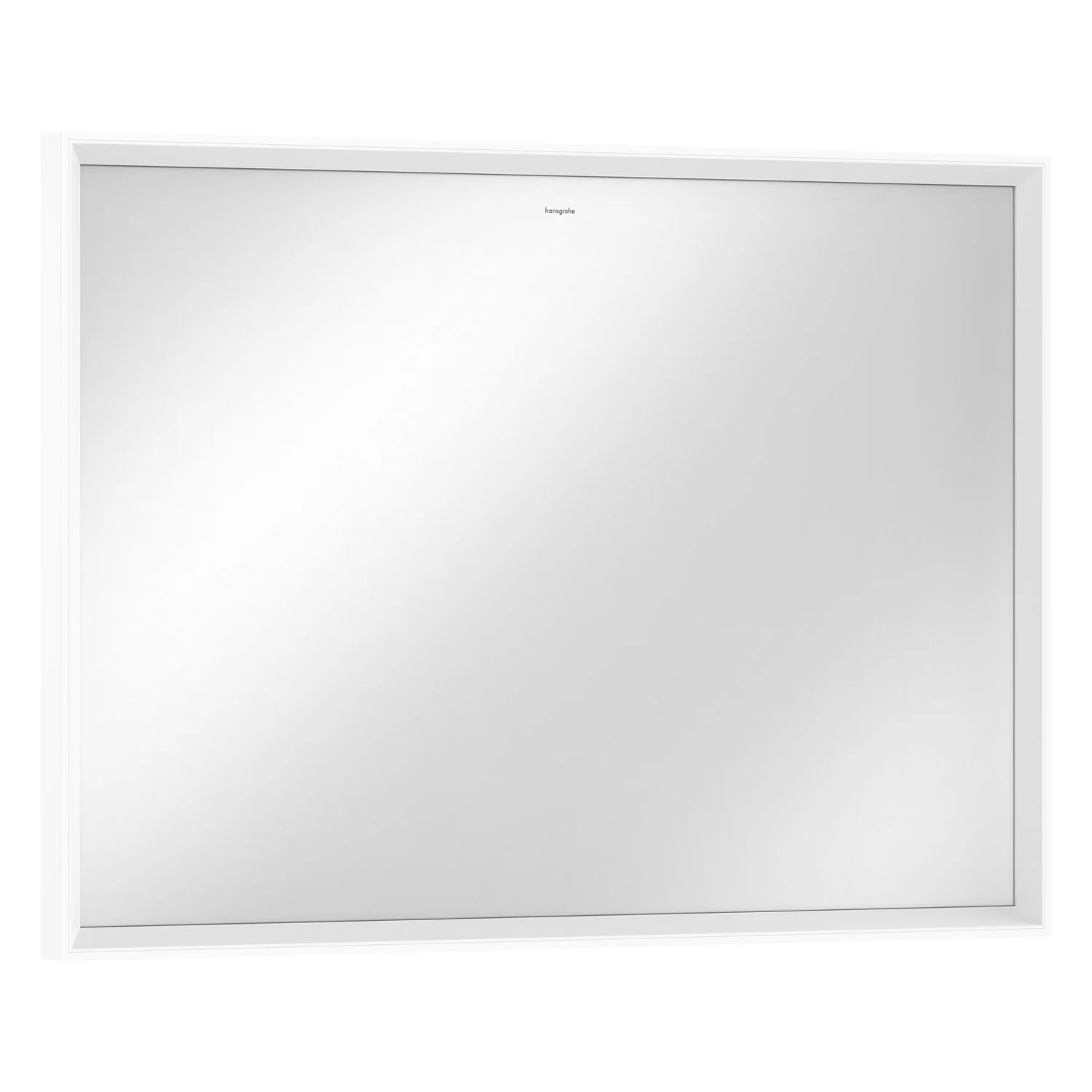 Prostokątne lustro z białą ramą, widok z przodu, hansgrohe