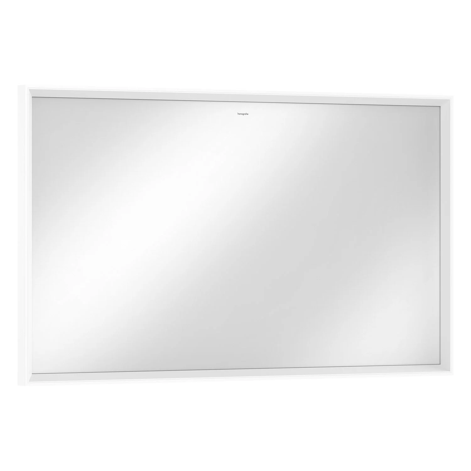 Prostokątne lustro z białą ramą, widok z przodu, hansgrohe