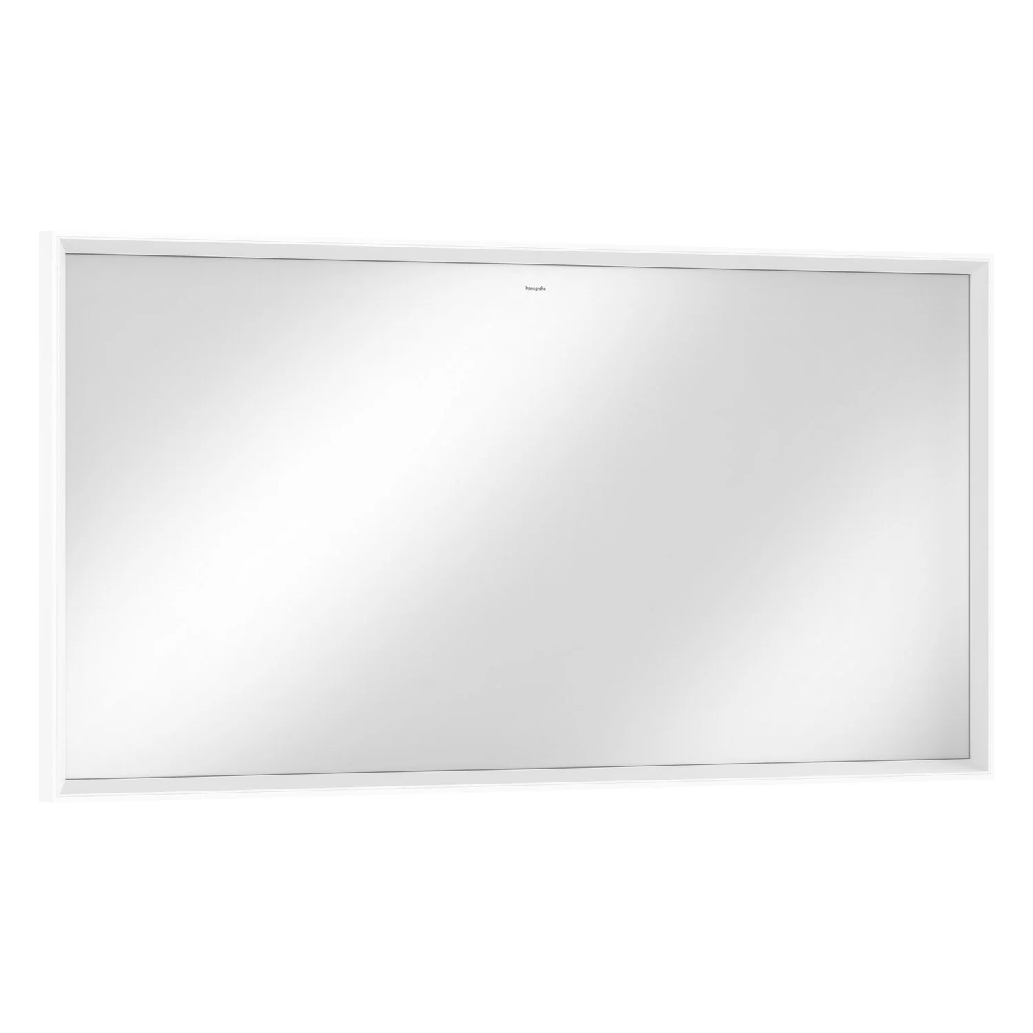 Prostokątne lustro z białą ramą, widok z przodu, hansgrohe