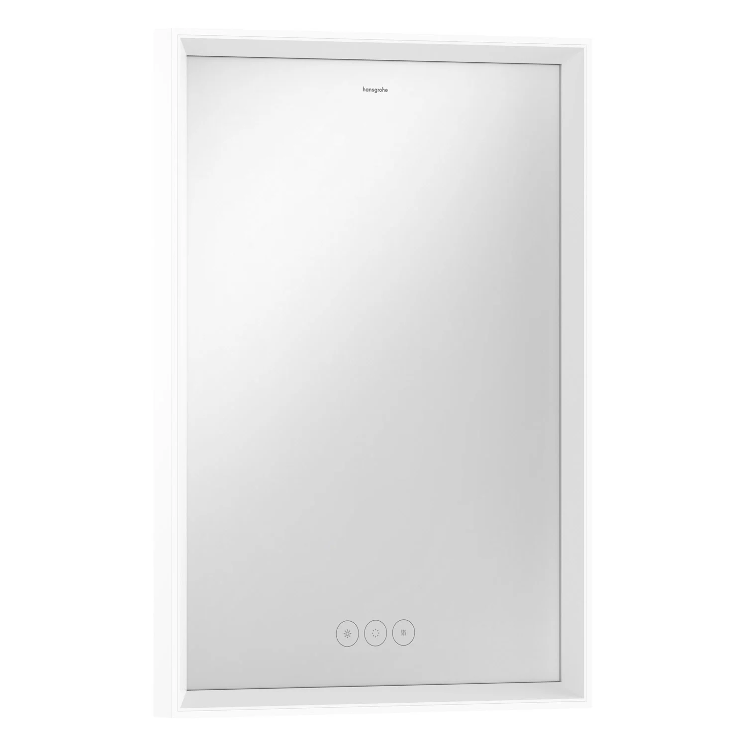 Prostokątne lustro widok z przodu z białą ramą, hansgrohe