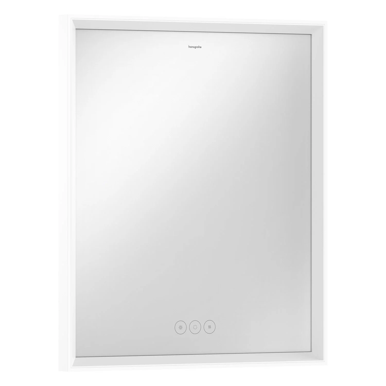 Prostokątne lustro widok z przodu z białą ramą, hansgrohe
