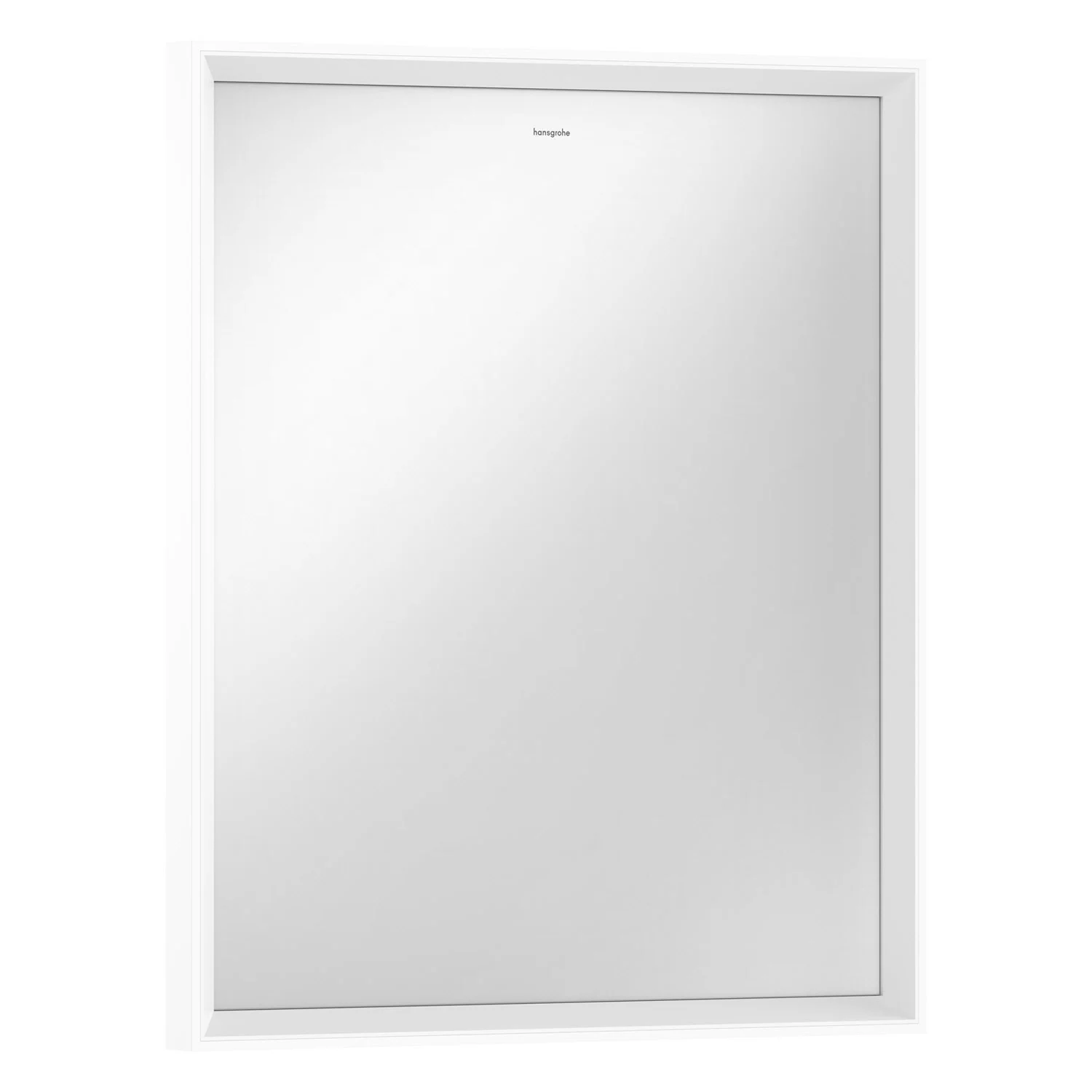 Prostokątne lustro z białą ramą, widok z przodu, hansgrohe