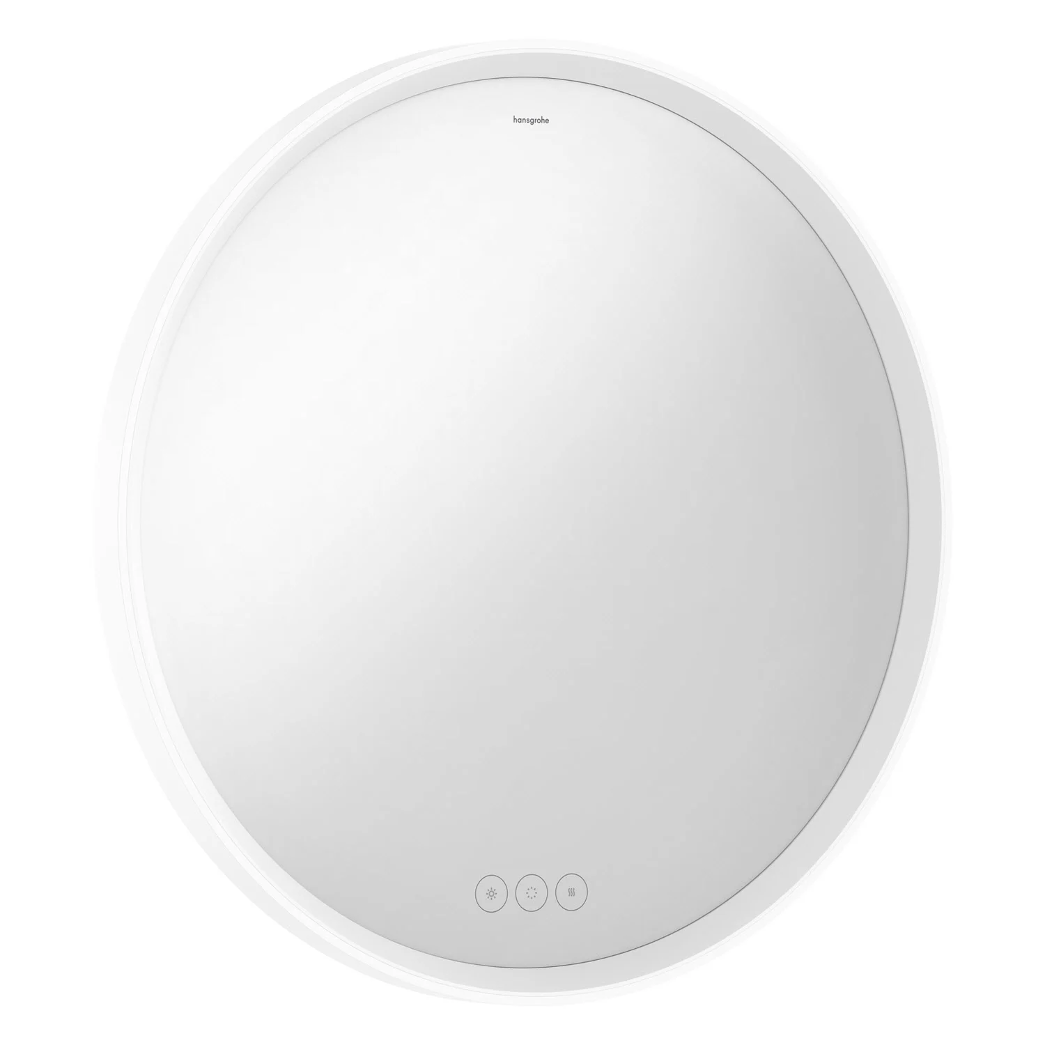 Okrągłe lustro z białą ramą, widok z przodu, hansgrohe