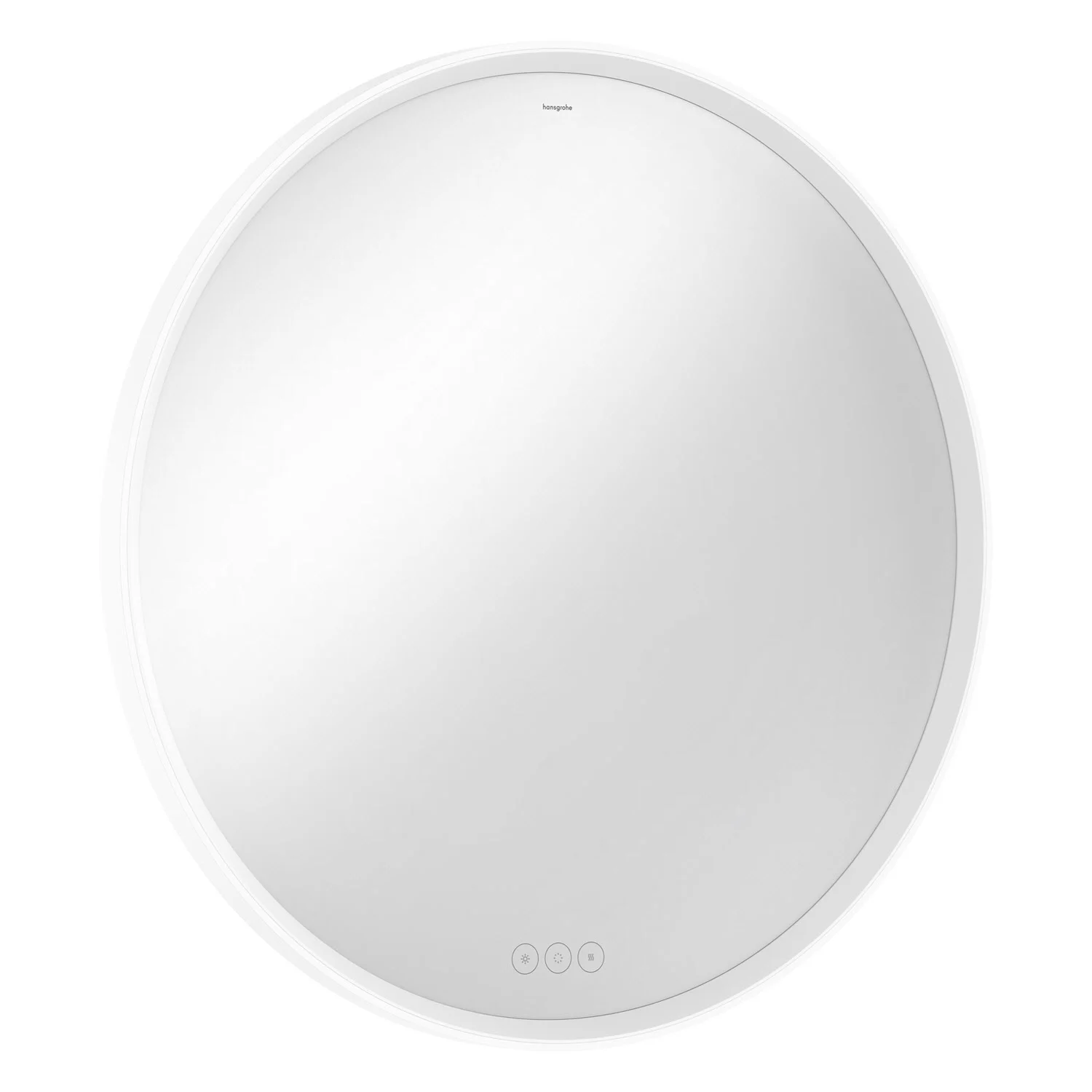 Okrągłe lustro z białą ramą, widok z przodu, hansgrohe