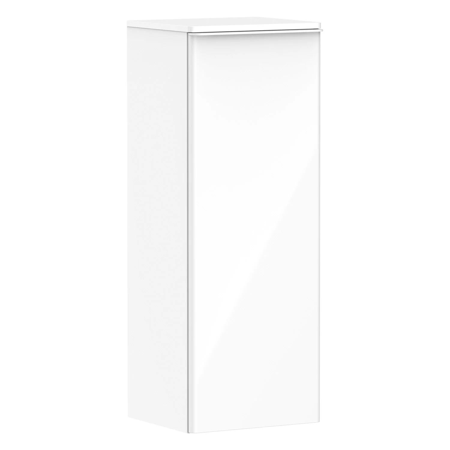 Biała wysoka szafka w widoku z przodu, hansgrohe