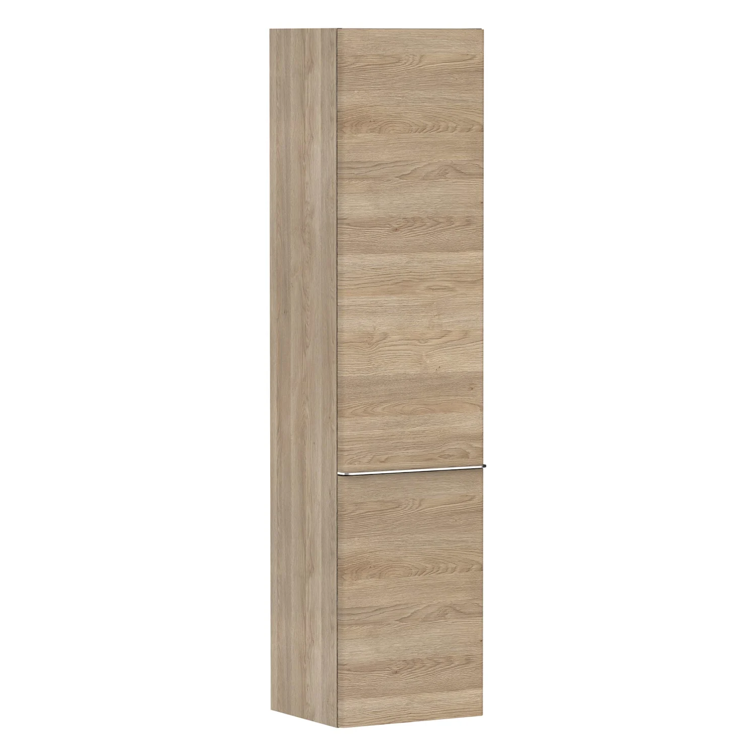 Wysoka szafka w drewnianym wyglądzie, widok z przodu, hansgrohe