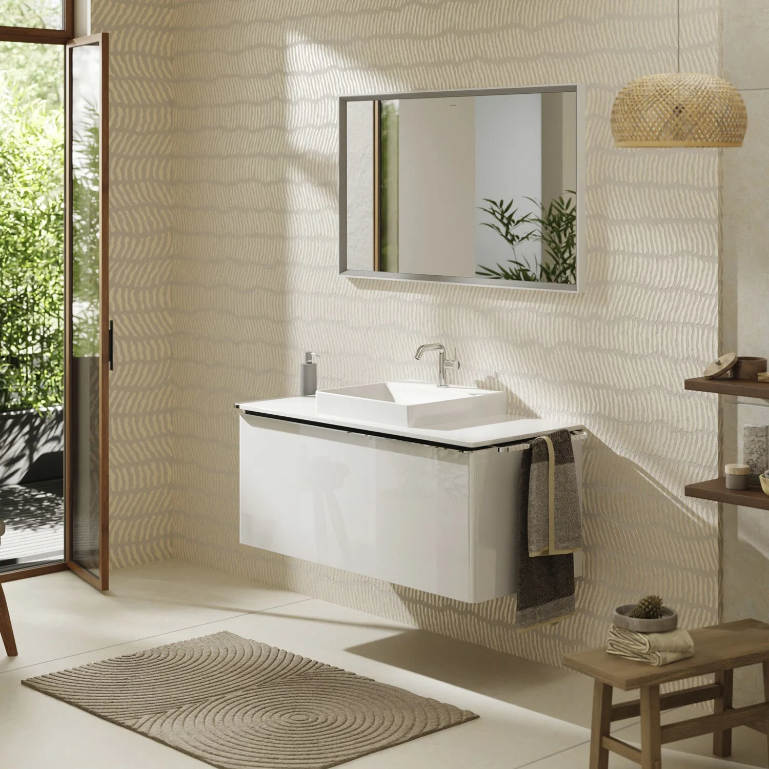 hansgrohe Xelu Q Konsole mit Ausschnitt mittig 118 x 55 cm, für Aufsatzwaschtisch geschliffen 60 x 48 cm Bild 2