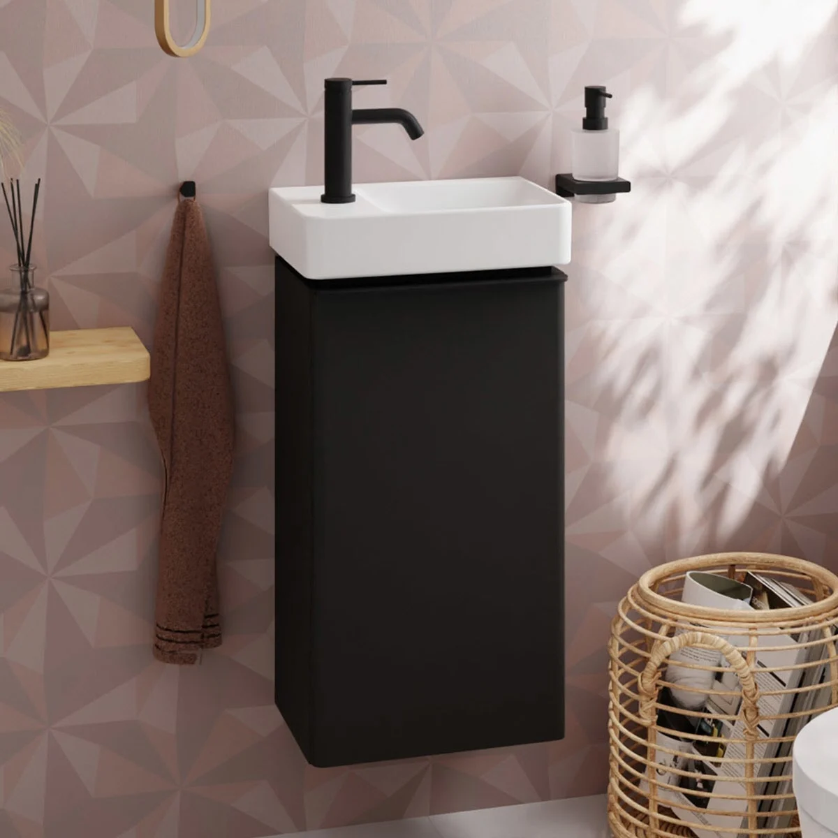 hansgrohe Xelu Q Waschtischunterschrank 34 x 60,5 cm, 1 Tür mit Anschlag links, Griff mattschwarz