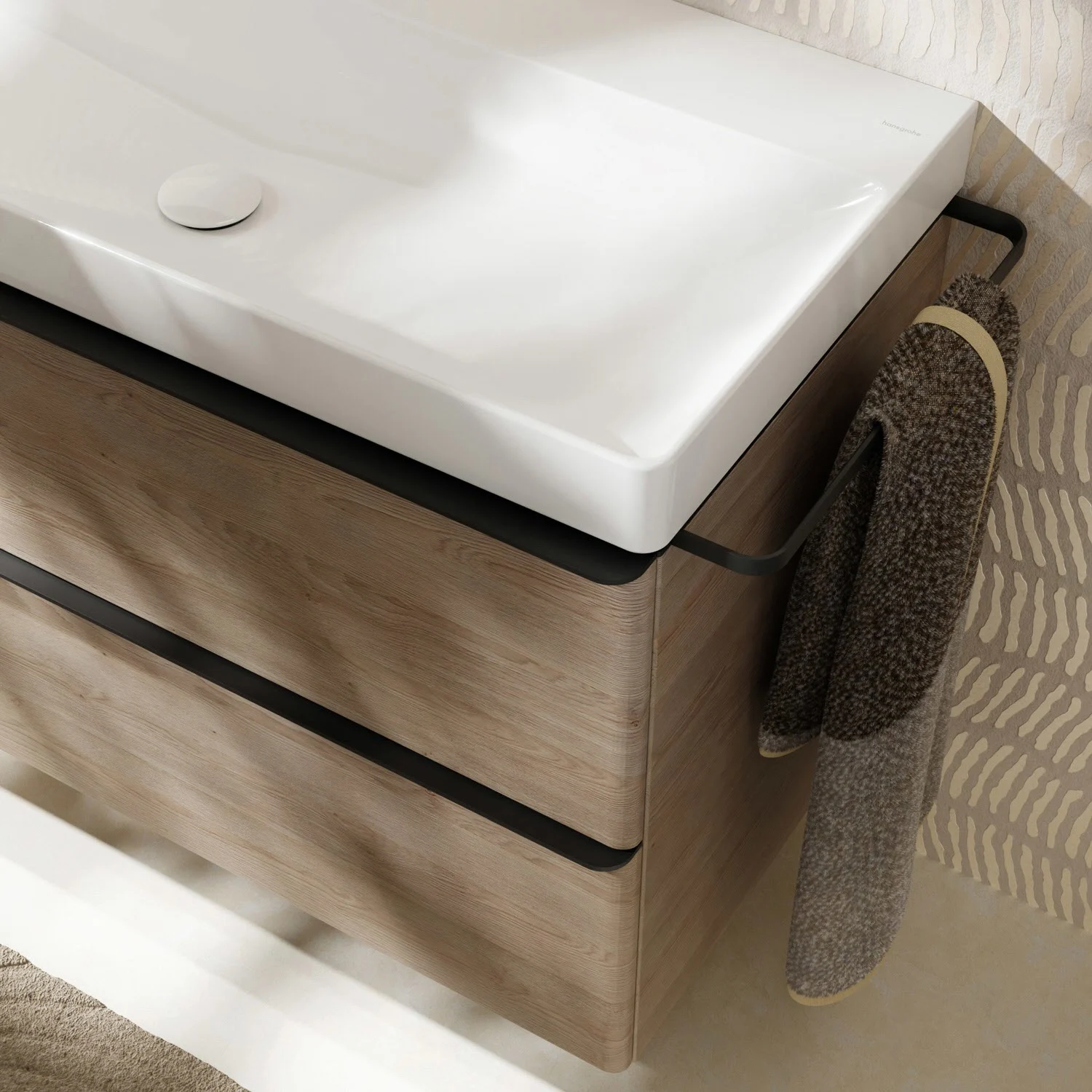 hansgrohe Xelu Q Waschtischunterschrank 98 x 60,5 cm, 2 Schubkästen, Griff mattschwarz Bild 6