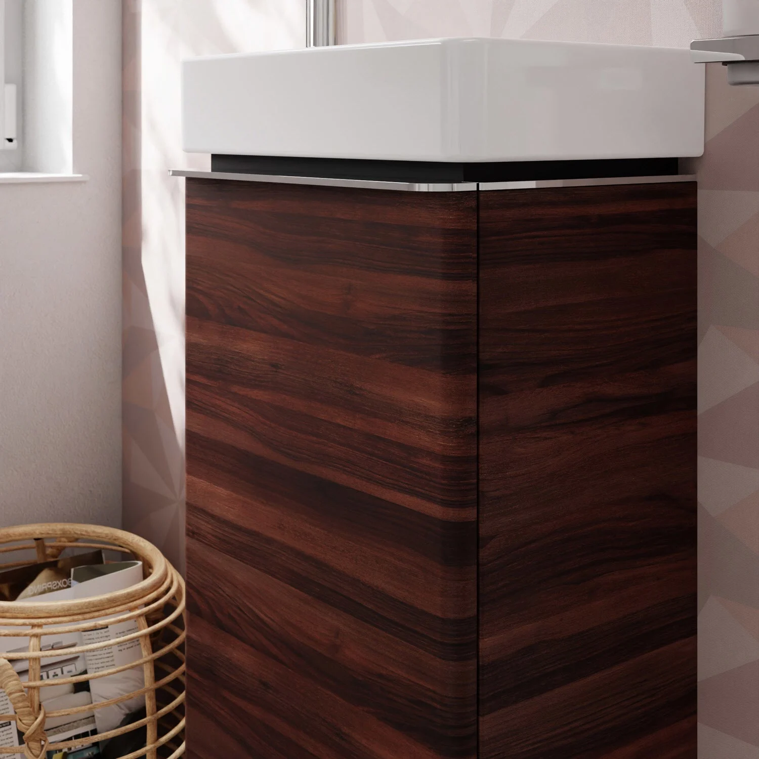 Ciemnobrązowa szafka pod umywalkę w łazience, hansgrohe