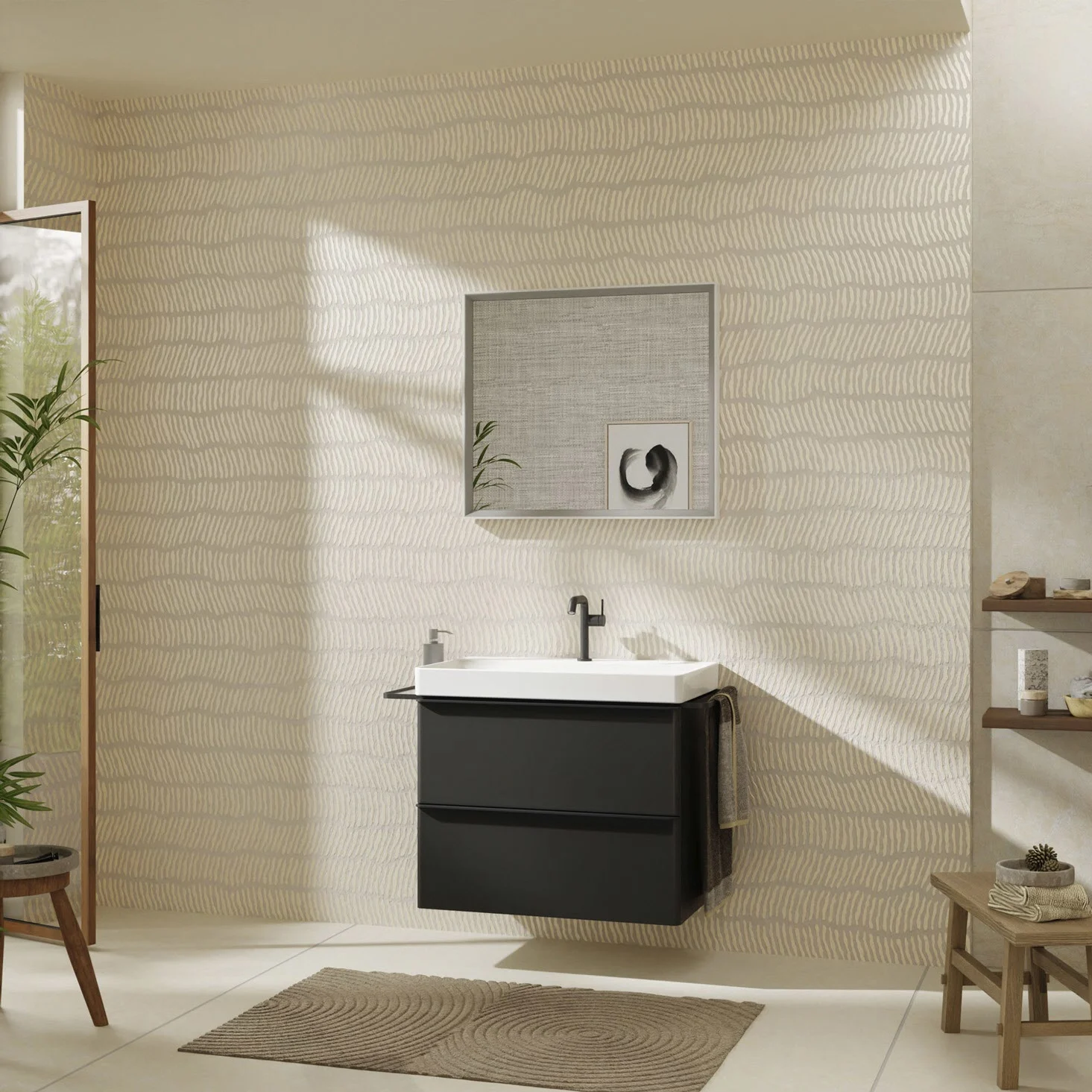 hansgrohe Xelu Q Waschtischunterschrank 78 x 60,5 cm, 2 Schubkästen, Griff mattschwarz Bild 7