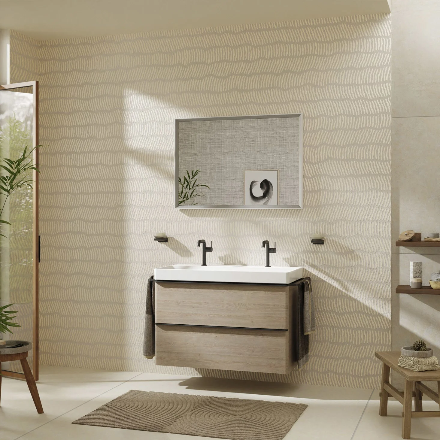 hansgrohe Xelu Q Waschtischunterschrank 98 x 60,5 cm, 2 Schubkästen, Griff mattschwarz Bild 7