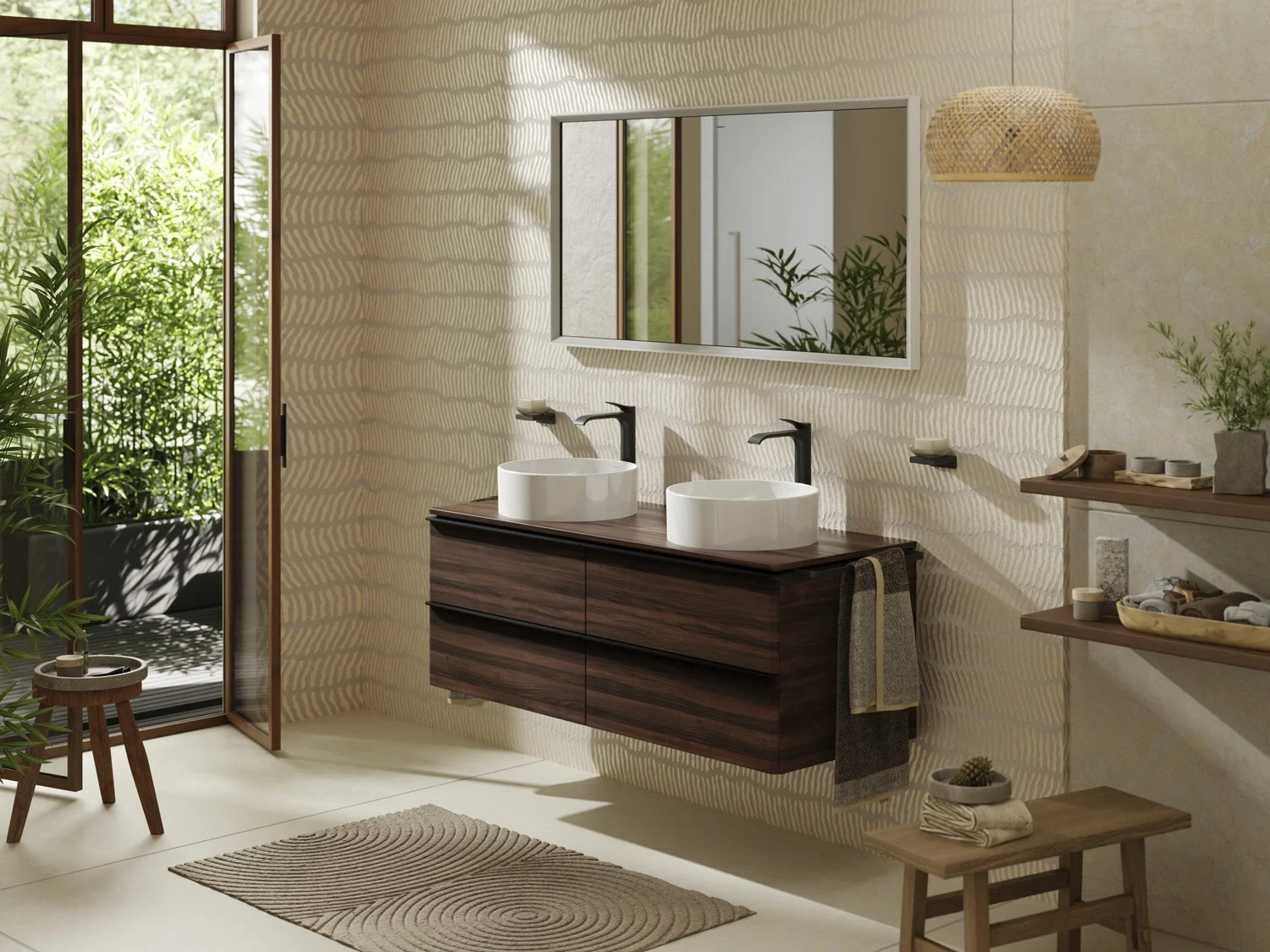 hansgrohe Xelu Q Waschtischunterschrank für Konsole 136 x 48,5 cm, 4 Schubkästen, Griff mattschwarz Bild 6