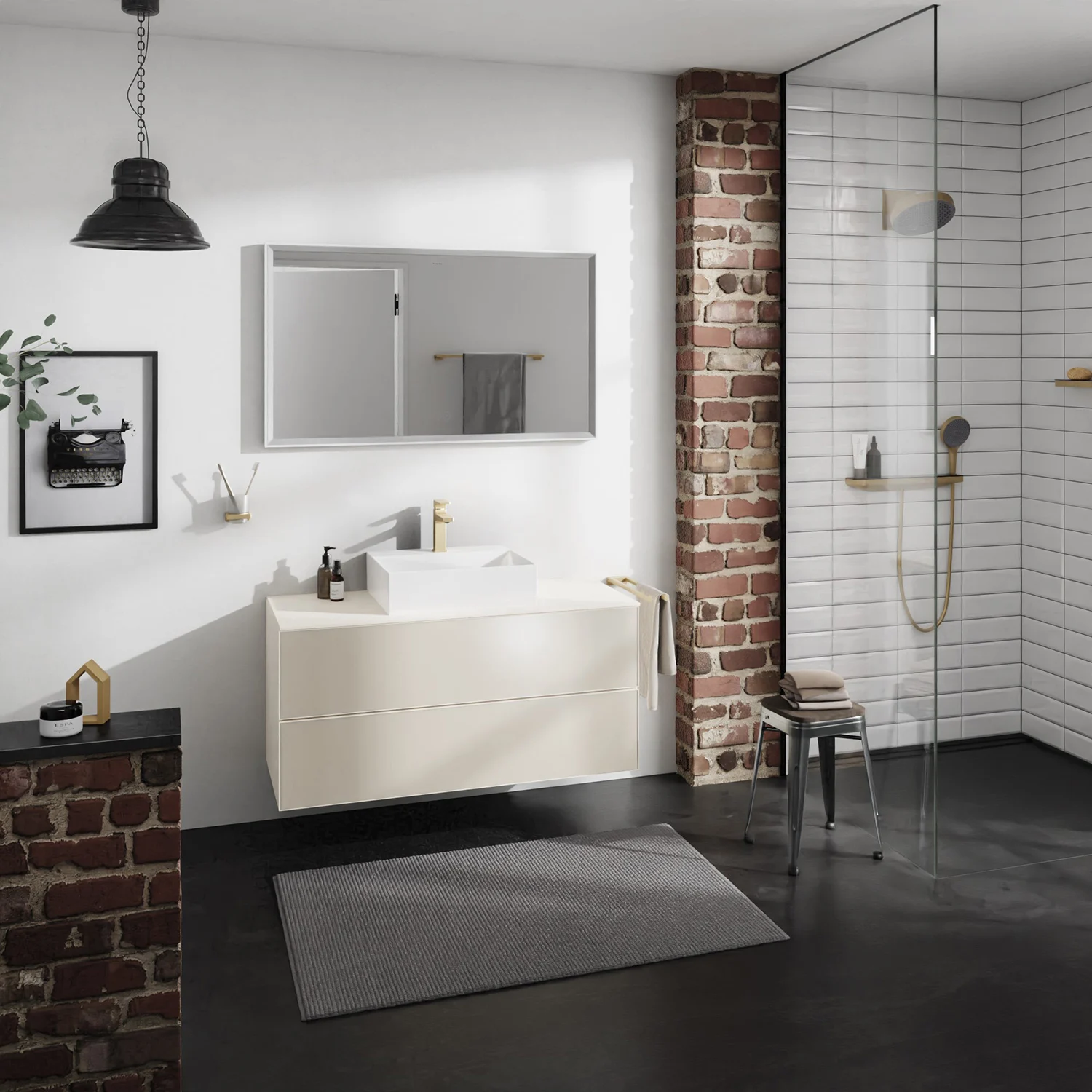 Łazienka z umywalką i prysznicem, hansgrohe