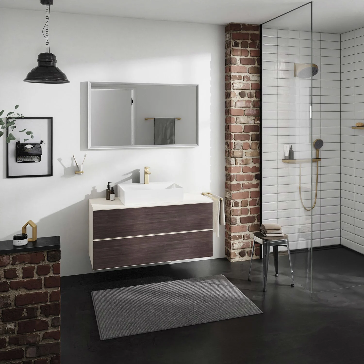 Łazienka z umywalką i prysznicem, hansgrohe