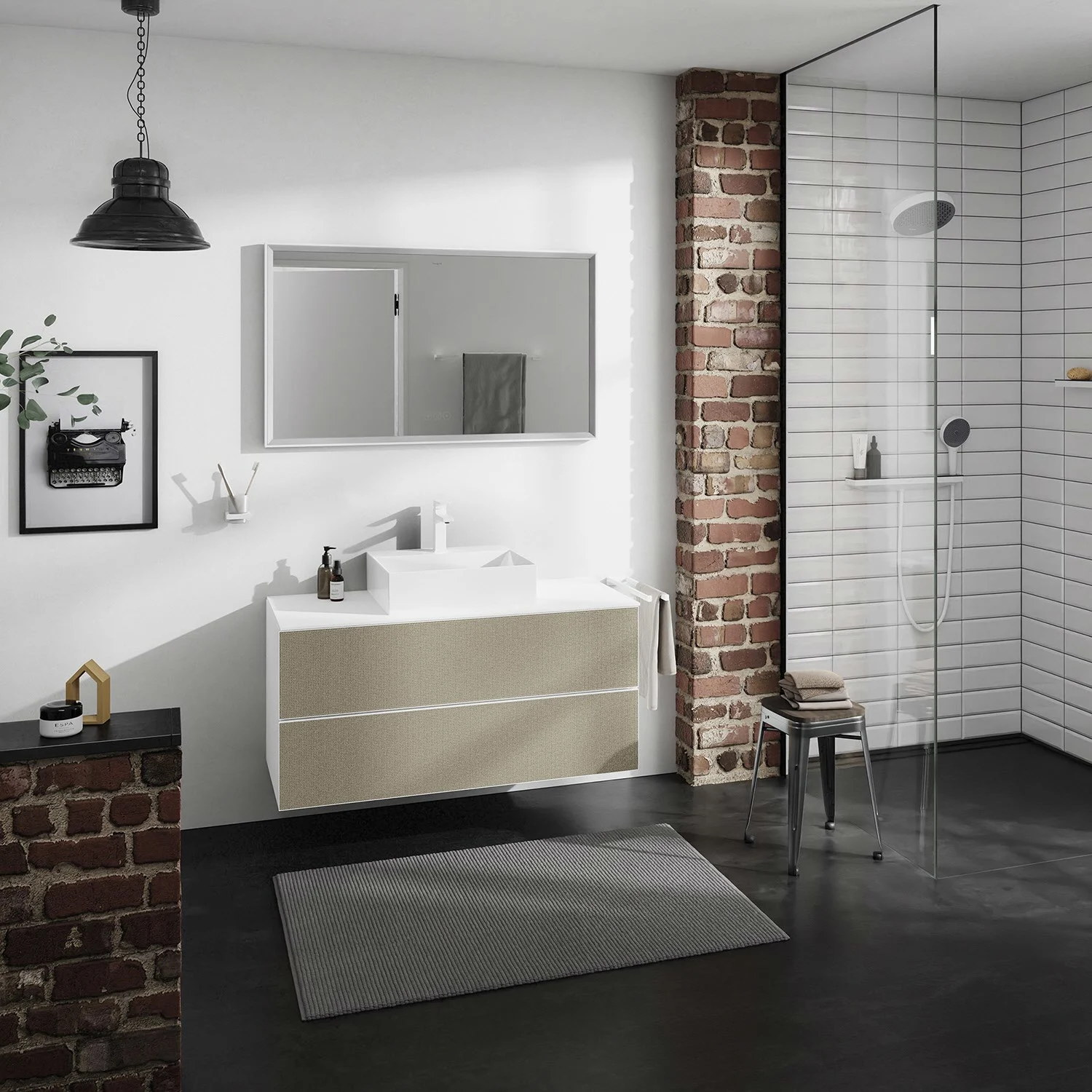 Łazienka z umywalką i prysznicem, hansgrohe