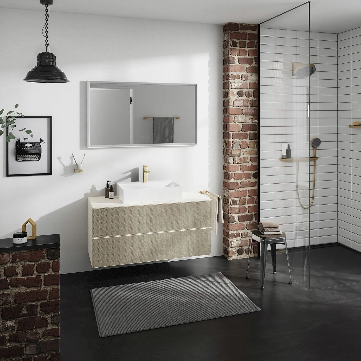 Łazienka z umywalką i prysznicem, hansgrohe
