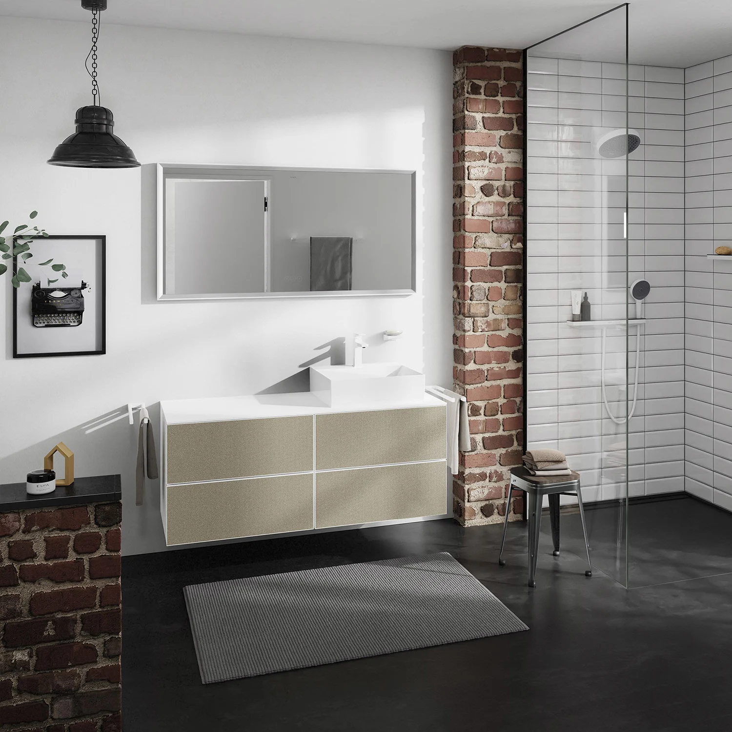 Łazienka z umywalką i prysznicem, hansgrohe