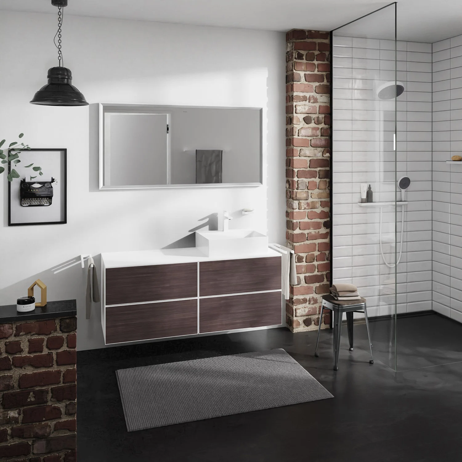 Łazienka z umywalką i prysznicem, hansgrohe