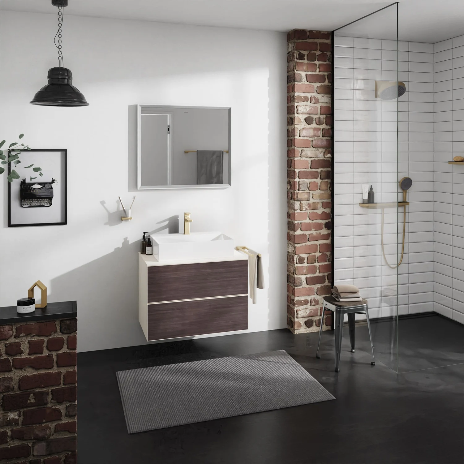 hansgrohe Xevolos E Konsole 78 x 55 cm mit Ausschnitt mittig für Aufsatzwaschtisch 50 oder 60 x 48 cm Bild 8