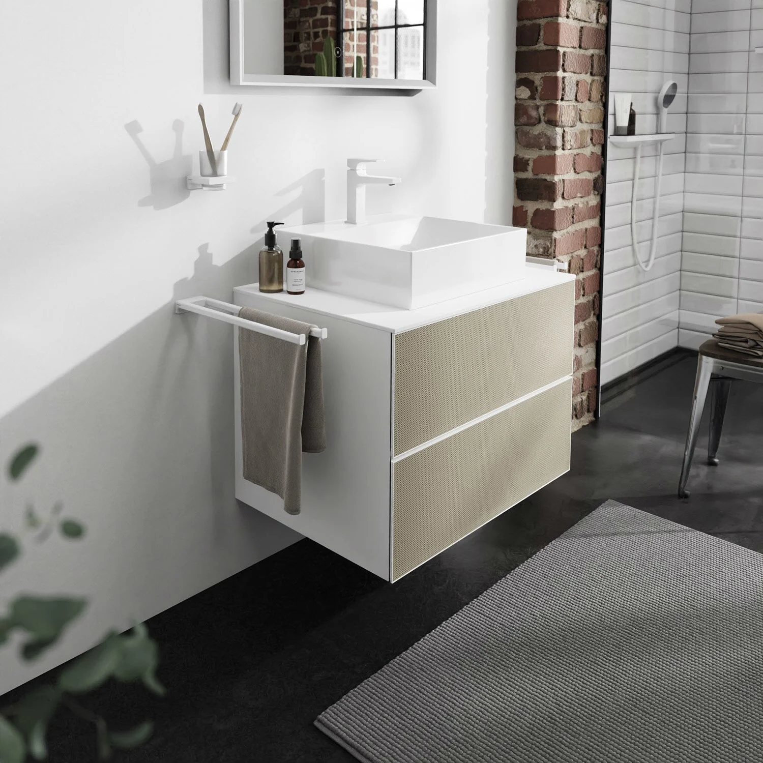 hansgrohe Xevolos E Konsole 78 x 55 cm mit Ausschnitt mittig für Aufsatzwaschtisch 50 oder 60 x 48 cm Bild 3