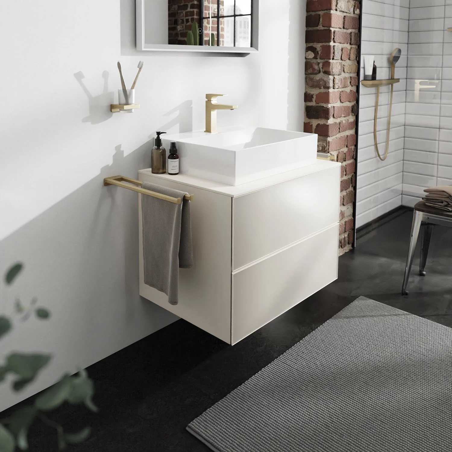 hansgrohe Xevolos E Konsole 78 x 55 cm mit Ausschnitt mittig für Aufsatzwaschtisch 50 oder 60 x 48 cm Bild 3