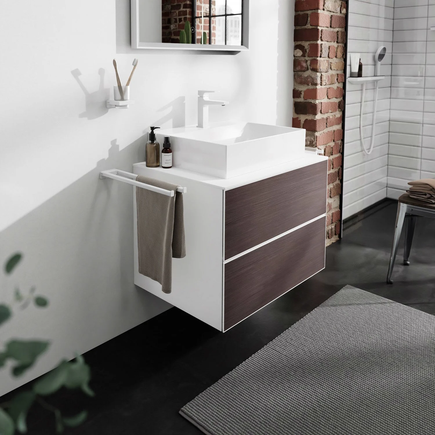 hansgrohe Xevolos E Konsole 78 x 55 cm mit Ausschnitt mittig für Aufsatzwaschtisch 50 oder 60 x 48 cm Bild 4