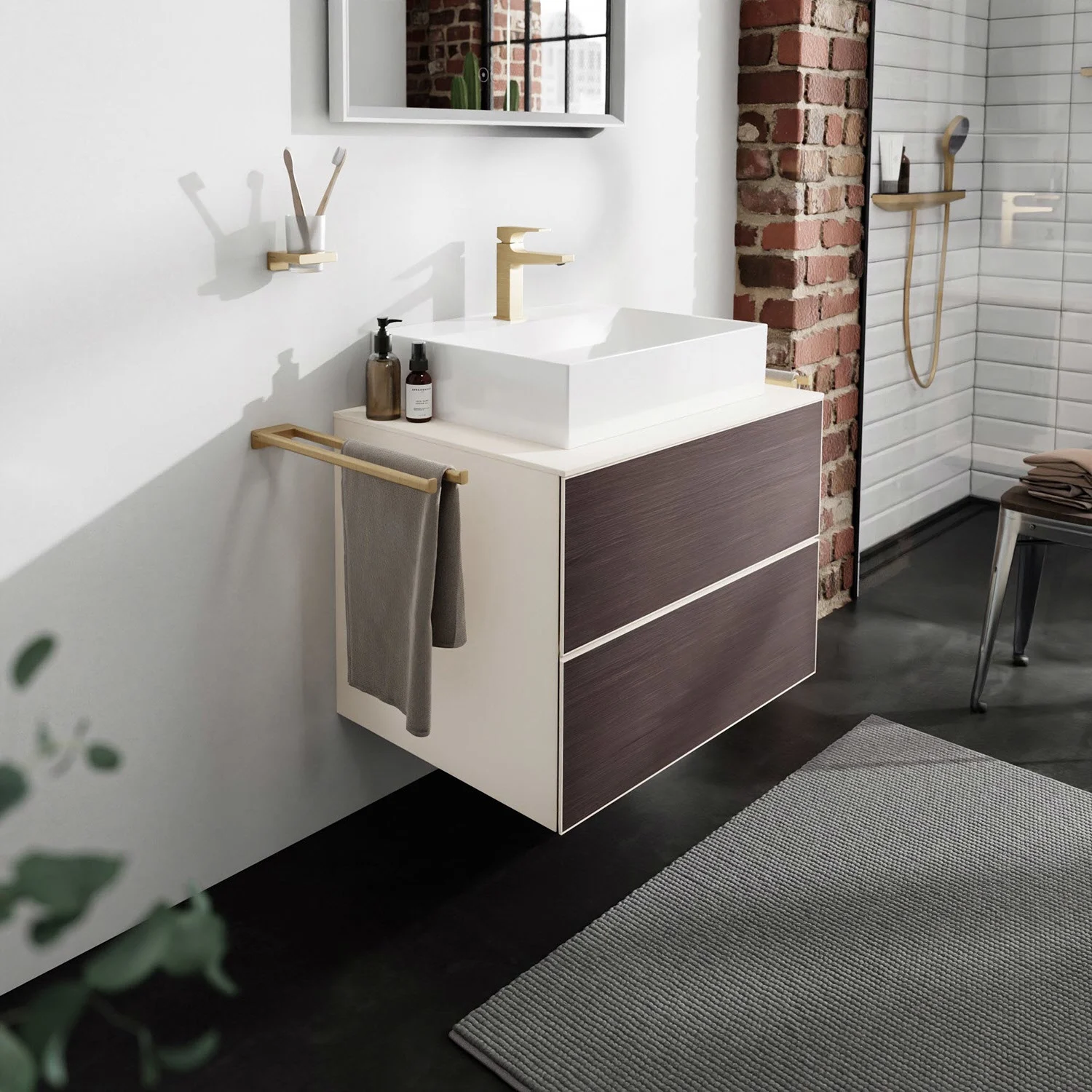 hansgrohe Xevolos E Konsole 78 x 55 cm mit Ausschnitt mittig für Aufsatzwaschtisch 50 oder 60 x 48 cm Bild 4