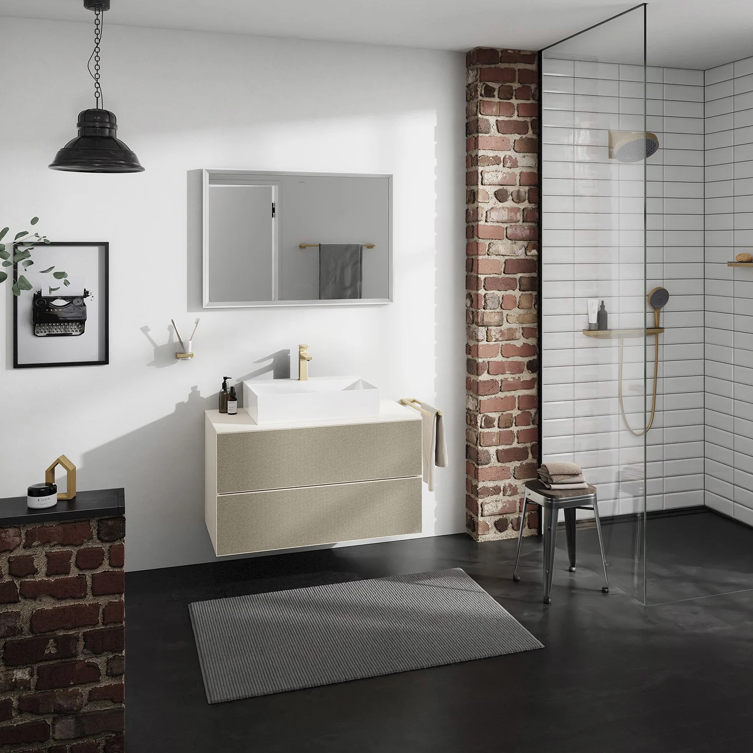 Łazienka z umywalką i prysznicem, hansgrohe