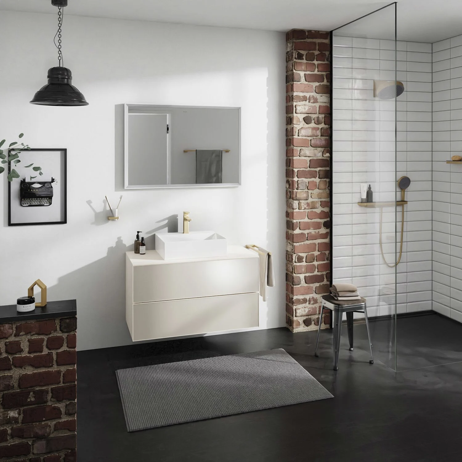 Łazienka z umywalką i prysznicem, hansgrohe
