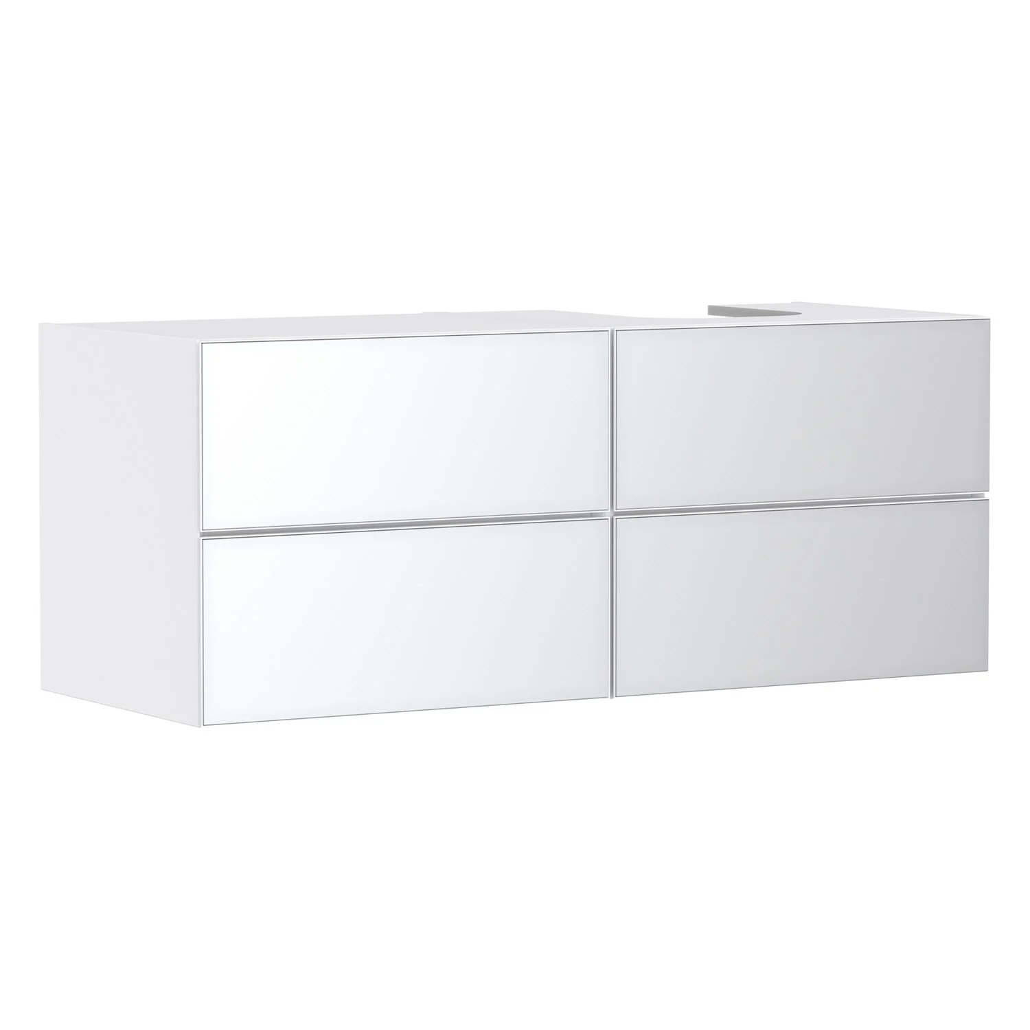Biała szafka pod umywalkę z widokiem z boku, hansgrohe