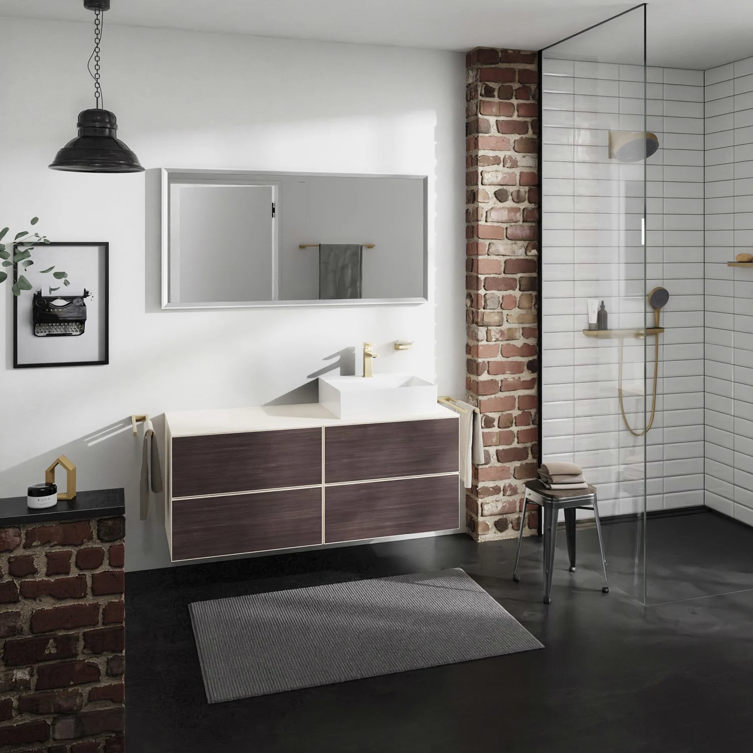 Łazienka z umywalką i prysznicem, hansgrohe