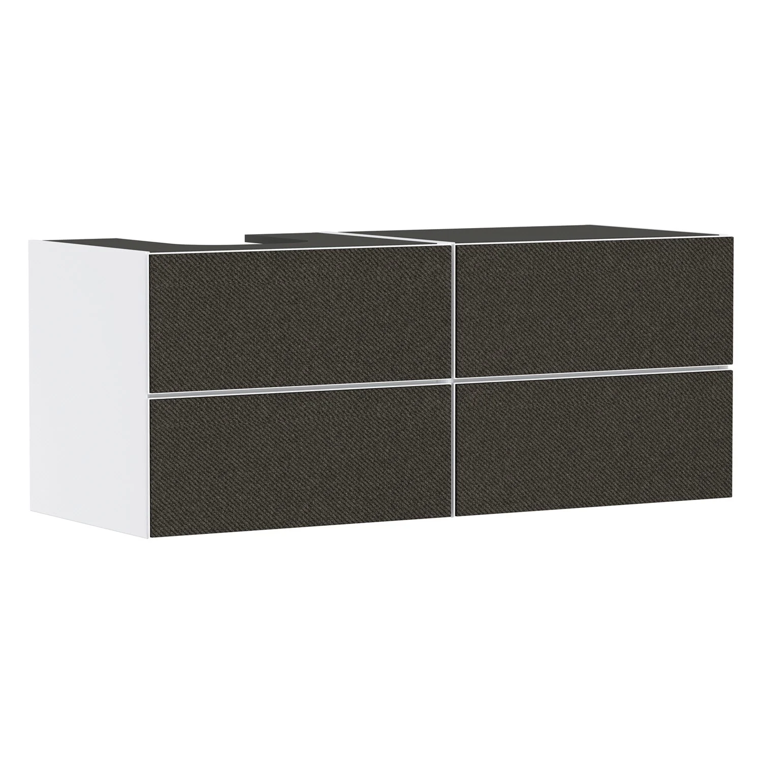 Widok boczny szafki pod umywalkę, ciemny front, hansgrohe