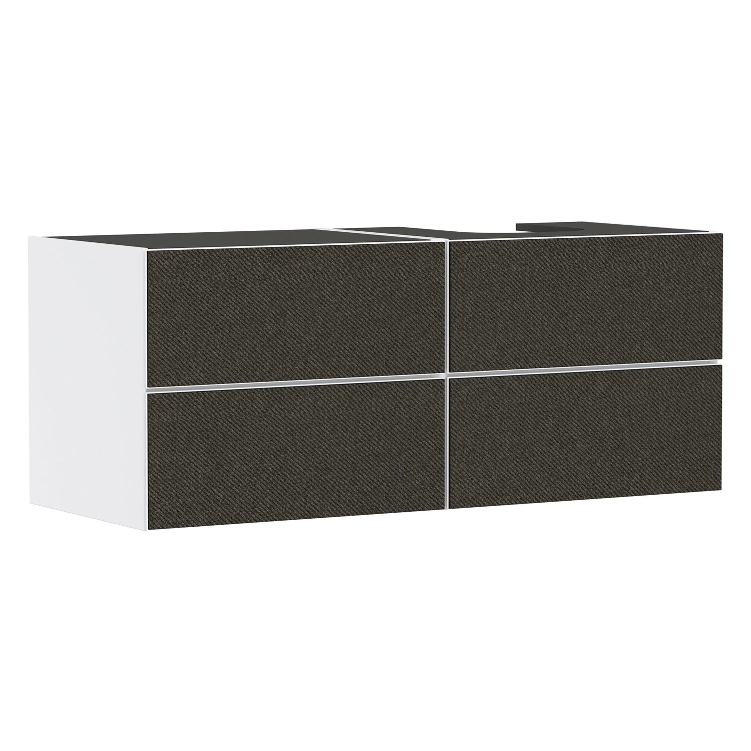 Widok boczny szafki pod umywalkę, ciemny front, hansgrohe
