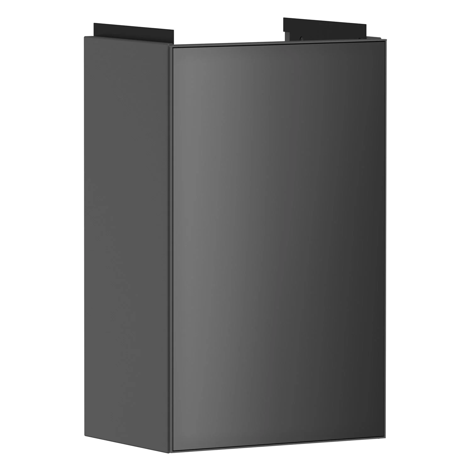 Szafka pod umywalkę widok z boku, czarny front, hansgrohe
