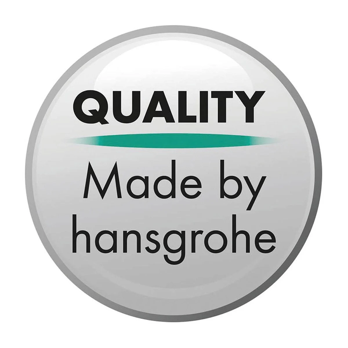 Pieczęć jakości Hansgrohe na szarym tle, hansgrohe