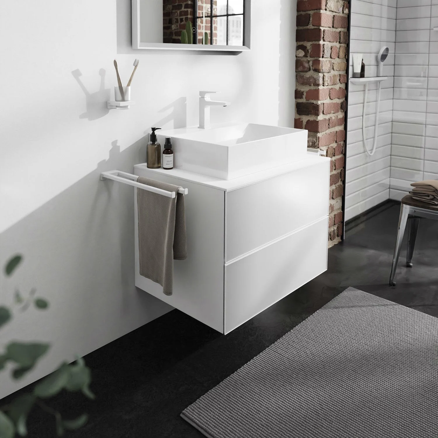 hansgrohe Xevolos E Waschtischunterschrank 78 x 55,5 mit 2 Schubkästen für Konsole und Aufsatzwaschtisch Bild 4