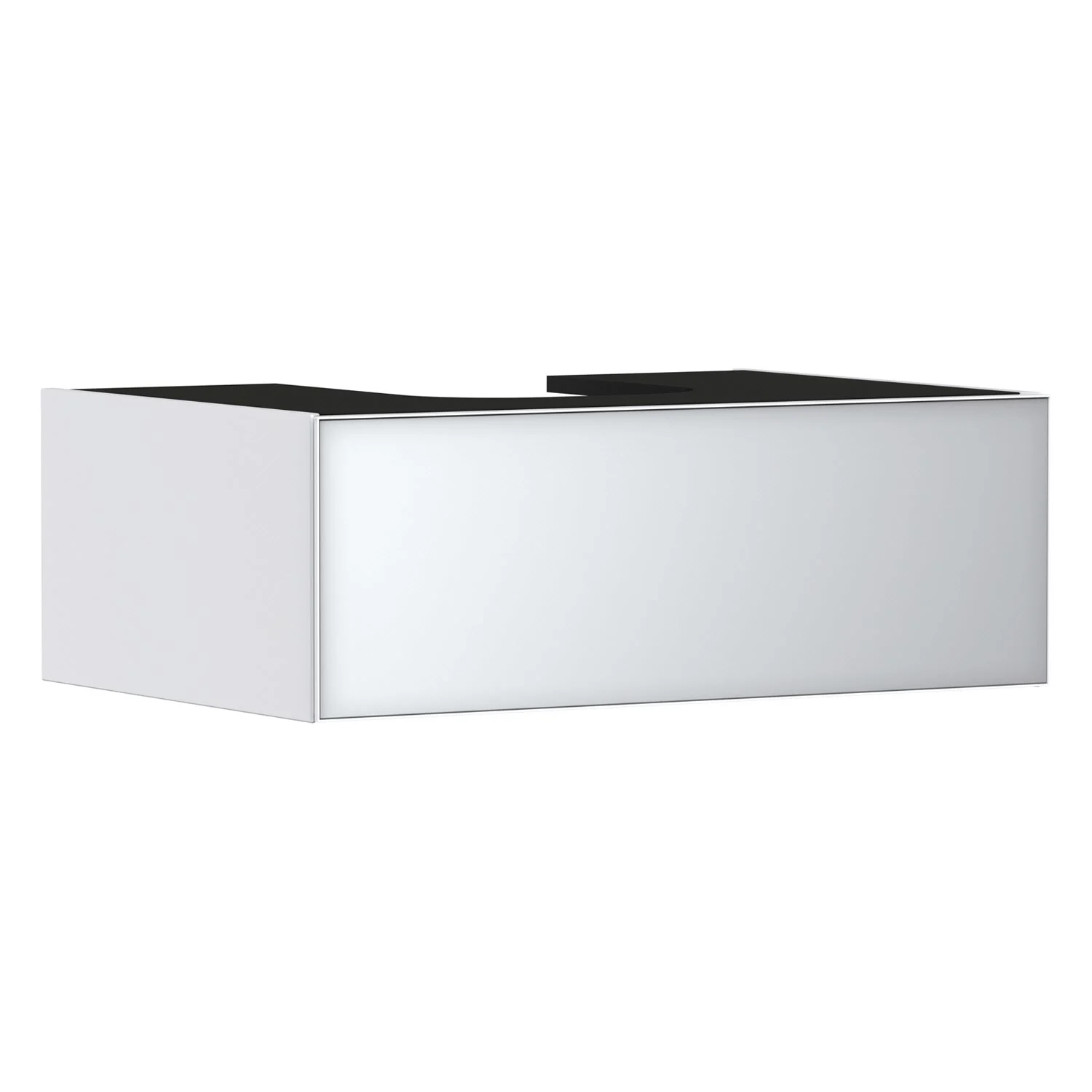 Widok boczny szafki pod umywalkę, biały front, hansgrohe