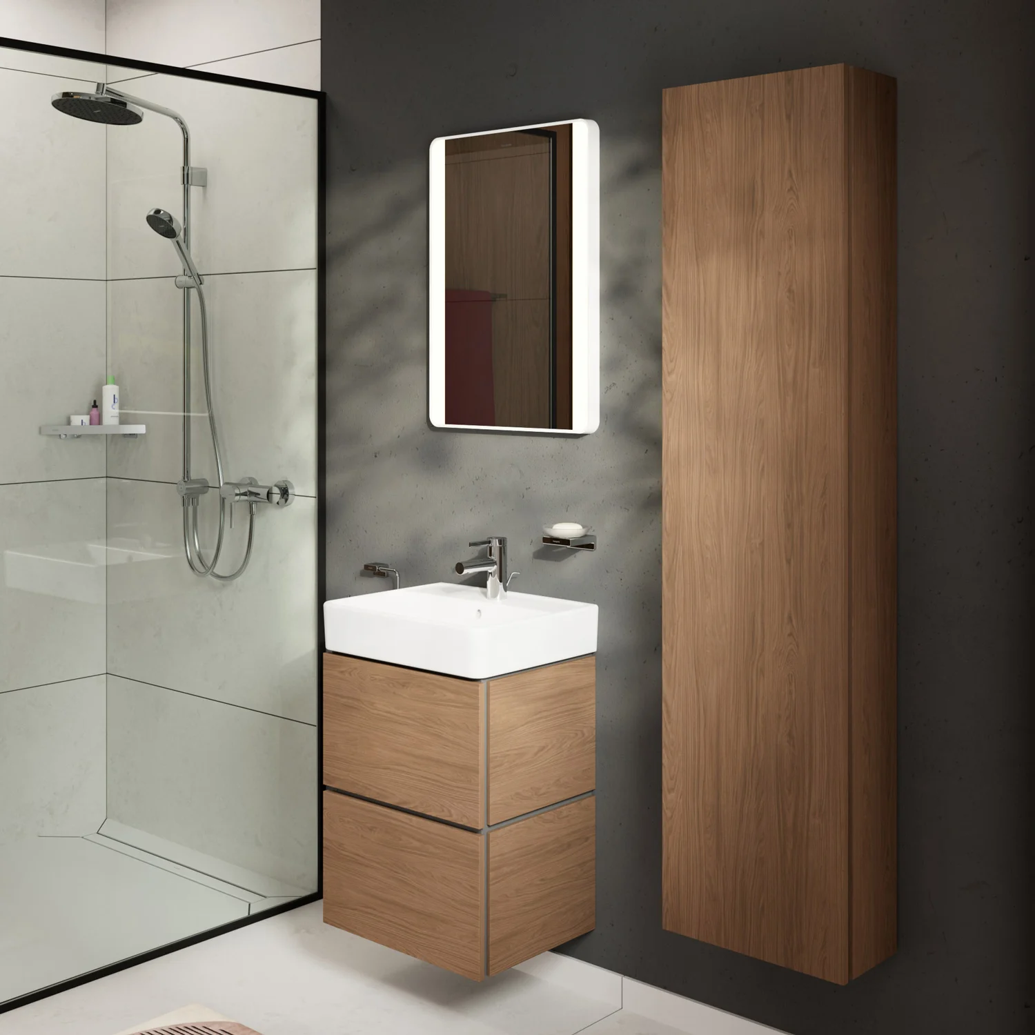 Szafka wysoka Hansgrohe Xilesa E 40 x 20 x 165 cm z drzwiami otwieranymi na prawo