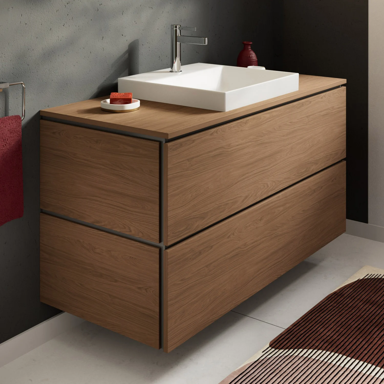 hansgrohe Xilesa E Konsole 118 x 55 cm mit Ausschnitt eckig mittig für Aufsatzwaschtisch geschliffen Bild 2