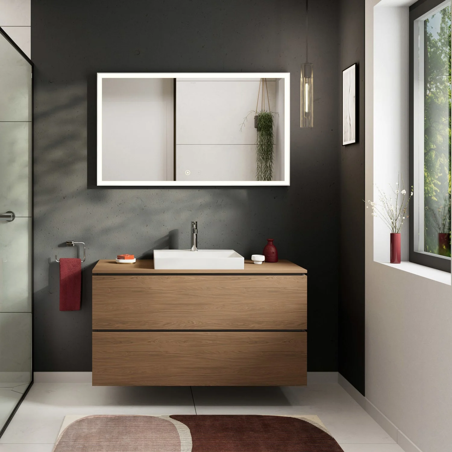 hansgrohe Xilesa E Konsole 118 x 55 cm mit Ausschnitt eckig mittig für Aufsatzwaschtisch geschliffen Bild 5
