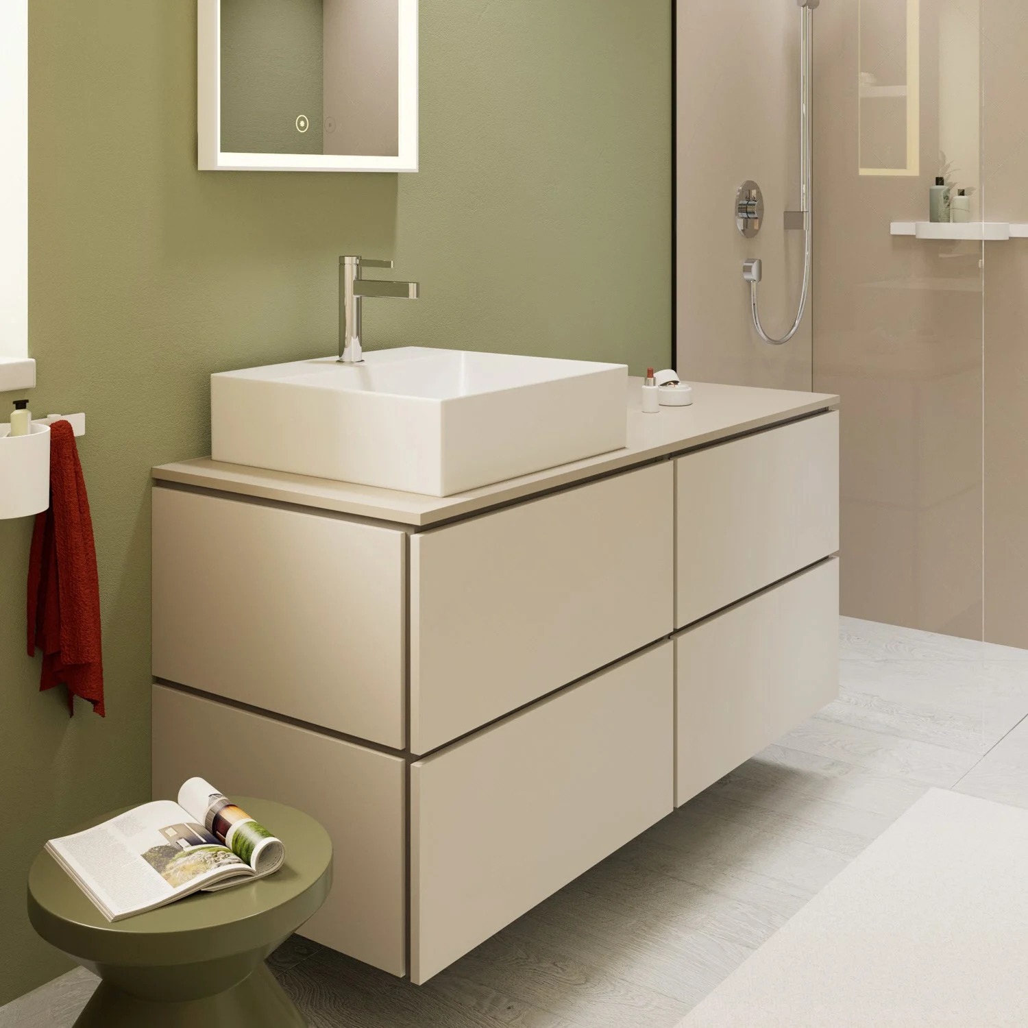 hansgrohe Xilesa E Konsole 137,5 x 55 cm mit Ausschnitt eckig links für Aufsatzwaschtisch geschliffen Bild 3