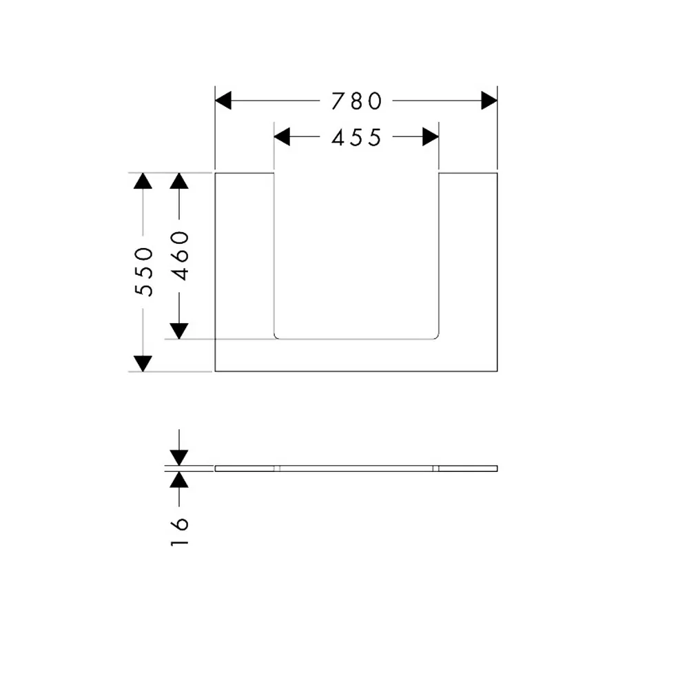 Rysunek techniczny konsoli 780x550 mm, hansgrohe