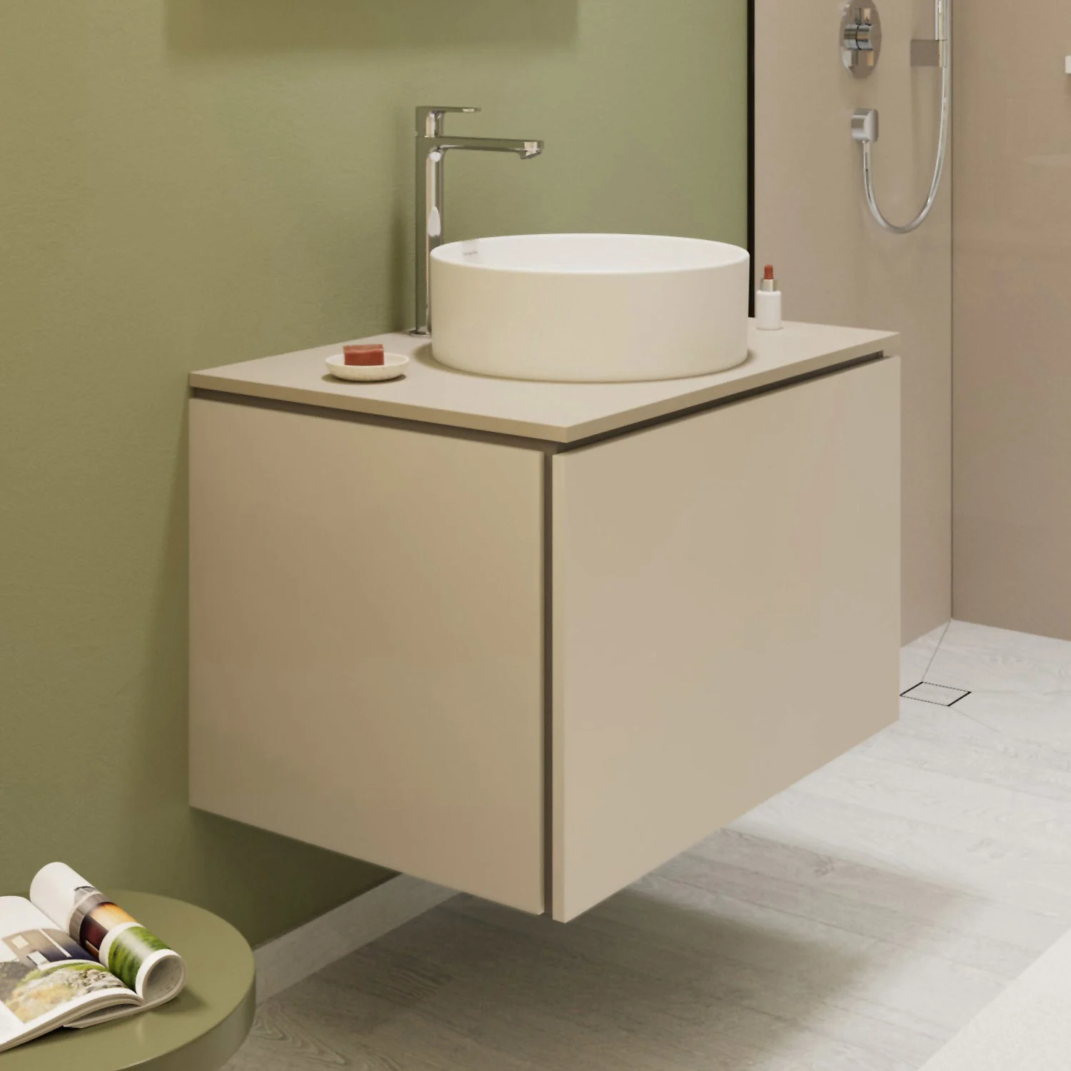hansgrohe Xilesa E Konsole 78 x 55 cm mit Ausschnitt rund mittig für Aufsatzwaschtisch ohne Hahnloch Bild 2