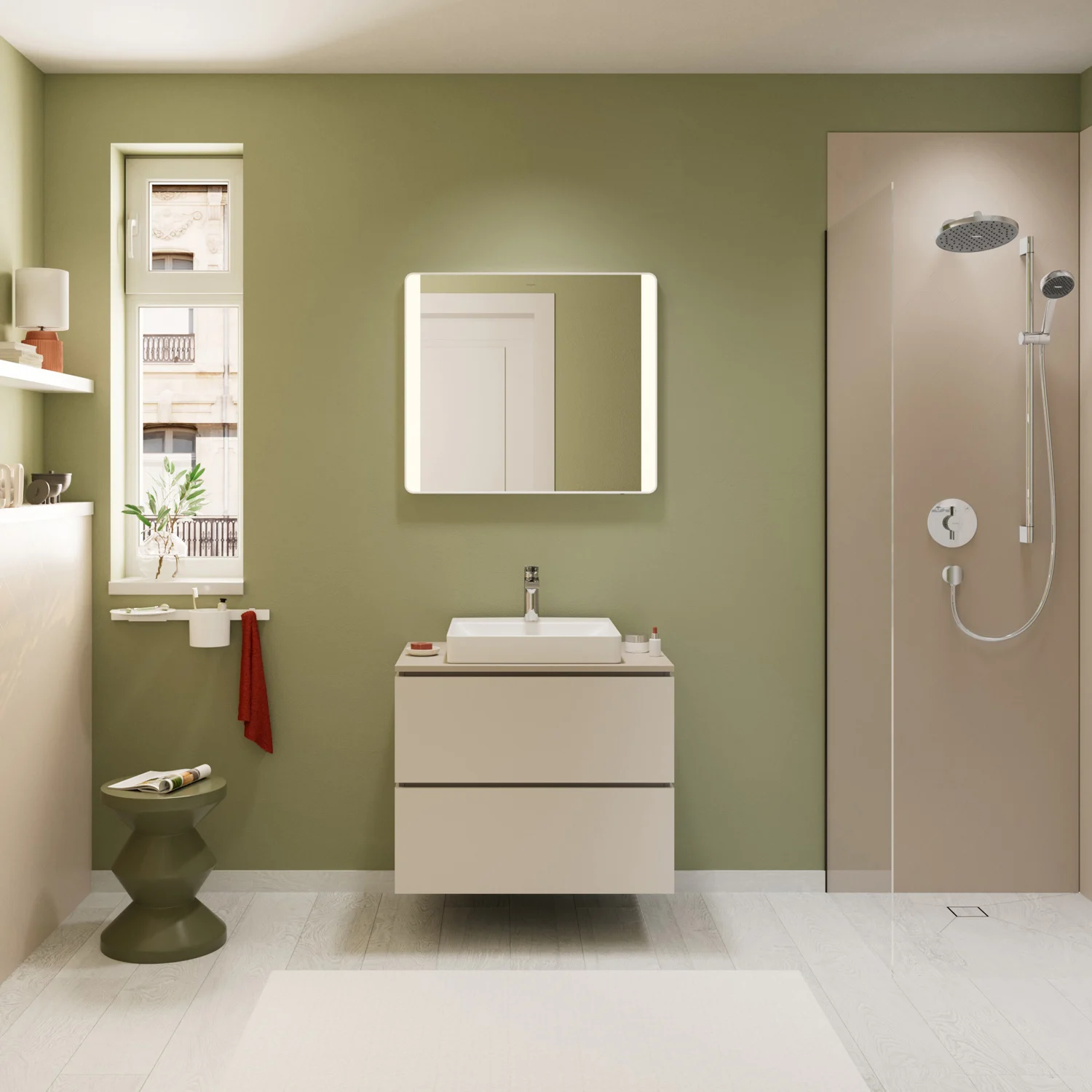 hansgrohe Xilesa E Konsole 78 x 55 cm mit Ausschnitt eckig mittig für Aufsatzwaschtisch geschliffen Bild 5