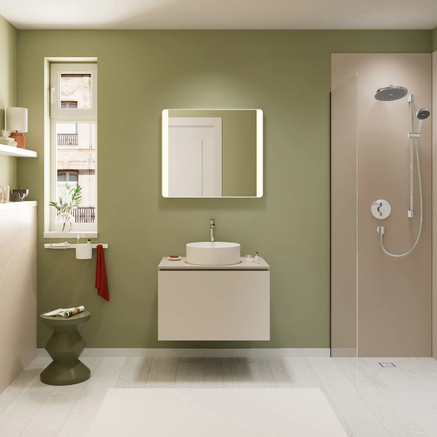 hansgrohe Xilesa E Konsole 78 x 55 cm mit Ausschnitt rund mittig für Aufsatzwaschtisch ohne Hahnloch Bild 5