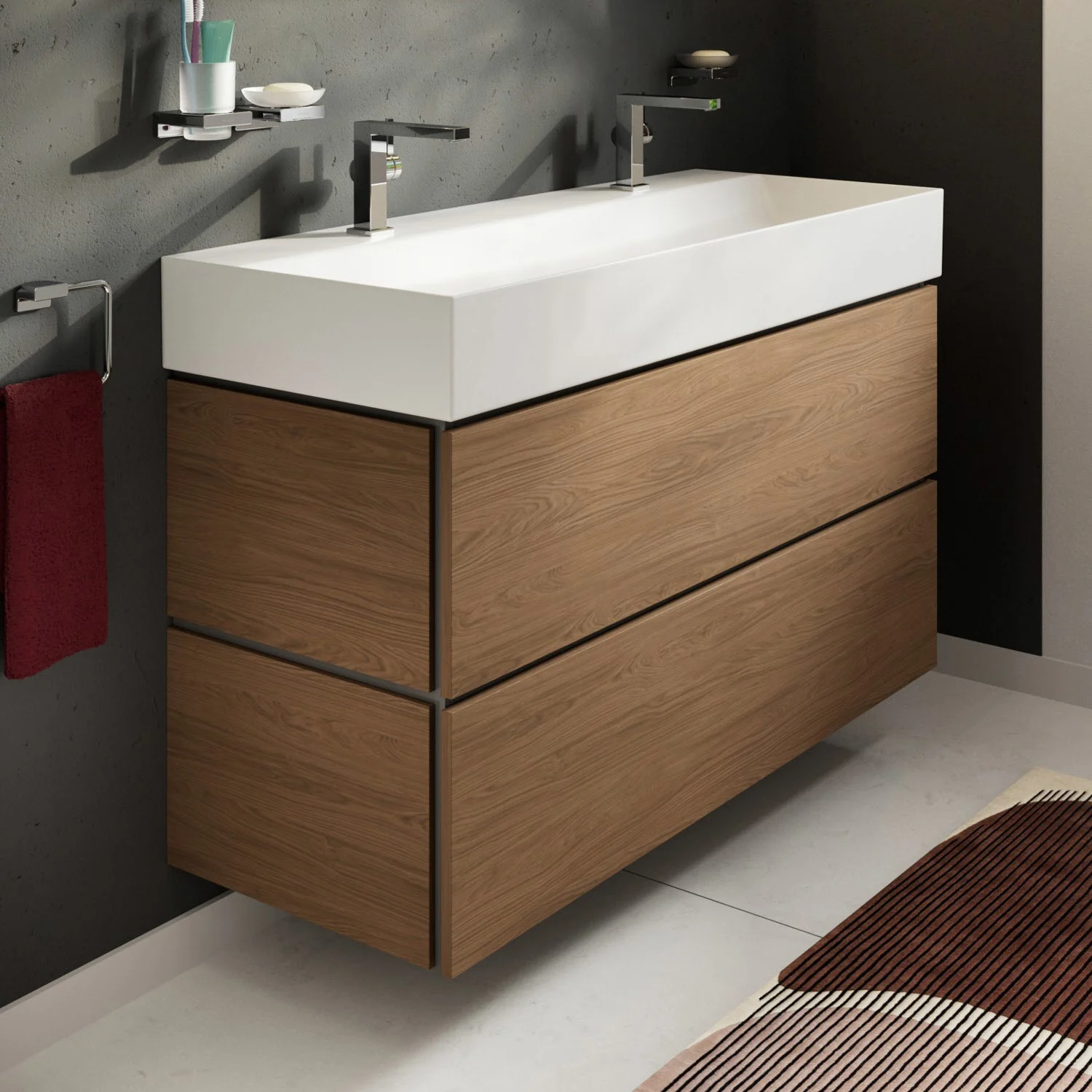 Szafka pod umywalkę Hansgrohe Xilesa E 118 cm z 2 szufladami