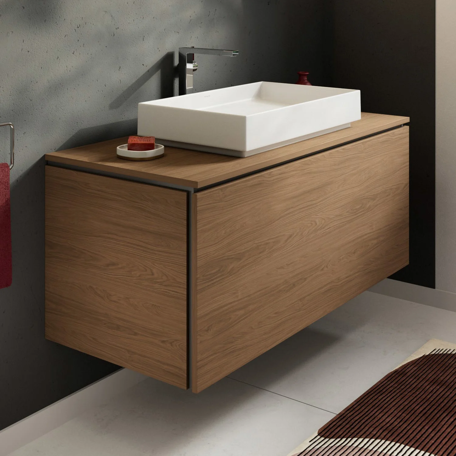 hansgrohe Xilesa E Waschtischunterschrank 118 cm mit 1 Auszug für Konsole mit Ausschnitt mittig